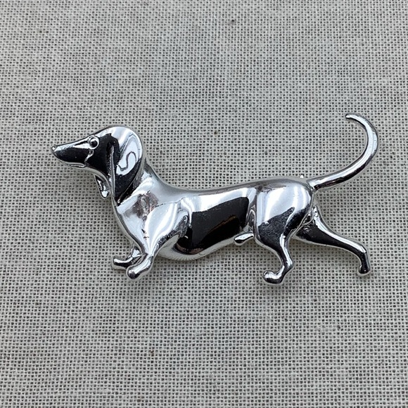 Vintage Sterling Silver Dachshund Dog Brooch - Picture 1 of 3